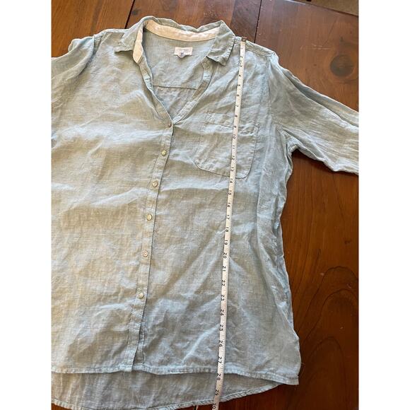 Sigred Olsen XL Women ButtonUp All Linen Sheer Mother of Pearl Button LongSleeve - Picture 10 of 11